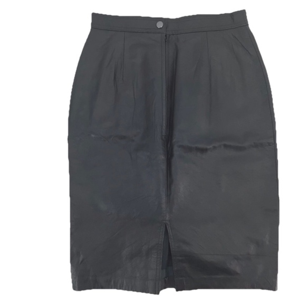 Terra Vintage Black Genuine Leather Pencil Skirt Size 7